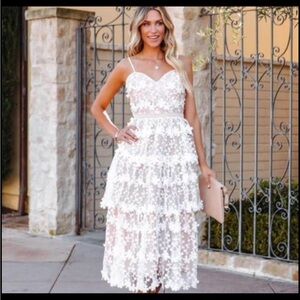 Pascal Tiered Crochet Lace Midi Dress